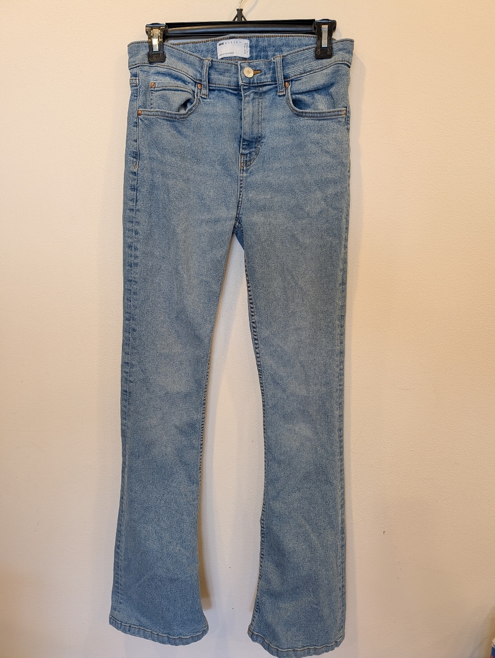 ASOS DESIGN stretch flare jeans in light wash blue - Picture 1 of 6
